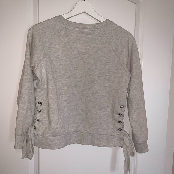 Dex Cream/Gray Sweatshirt , Ties on the side, XS - Picture 2 of 4